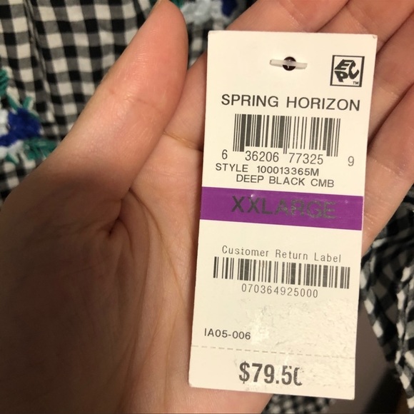 Charter Club Gingham Floral Embroidered Blouse NWT - Picture 12 of 15